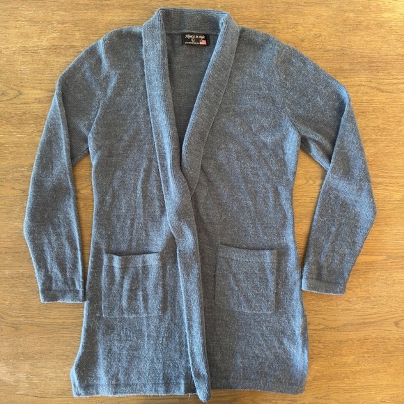 Alpaca in Style Sweaters - Alpaca in Style Cardigan Duster-!00% Alpaca Wool-Blue-Size Large-Made in America